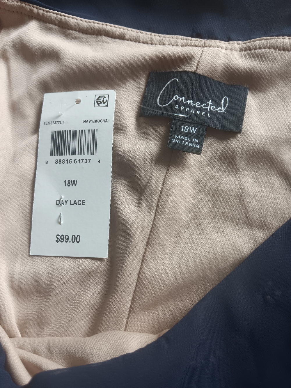 Connected Apparel Navy Lace Chiffon Overlay Wedding Guest Dress NWT Size 18W - Picture 9 of 9